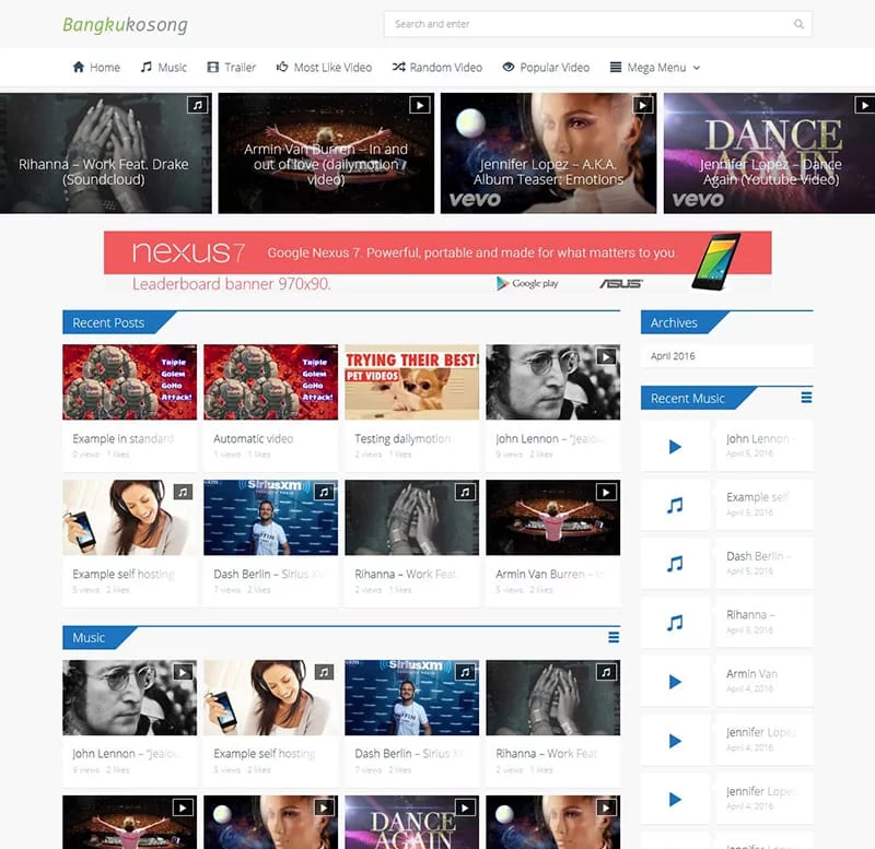Bangkukosong video wordpress theme